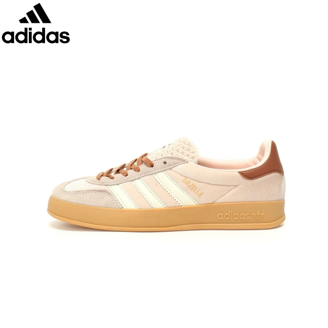 Adidas Gazelle Indoor  women's shoes  men's samba sneakers Beige Brown Velvet Unisex Sneakers