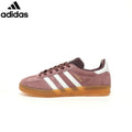 Adidas  samba  women's shoes  men's samba sneakers Gazelle Indoor Maroon White Suede Unisex Sneakers