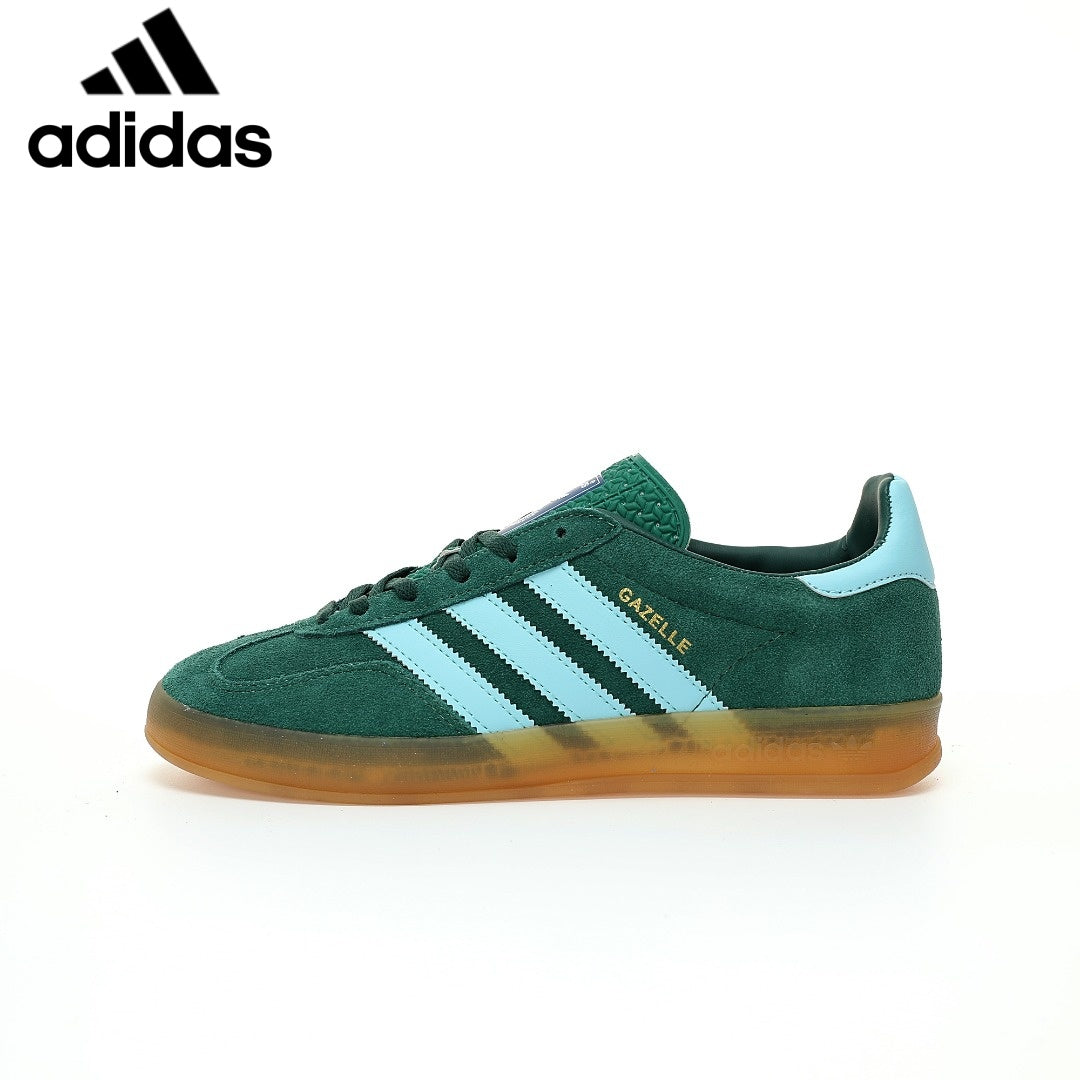 Adidas  samba  women's shoes  men's samba sneakers  Gazelle Indoor Green Light Blue Unisex Sneakers