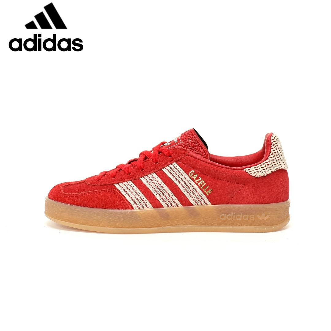 Adidas  samba  women's shoes  men's samba sneakers Gazelle Indoor Red Off White Unisex Sneakers
