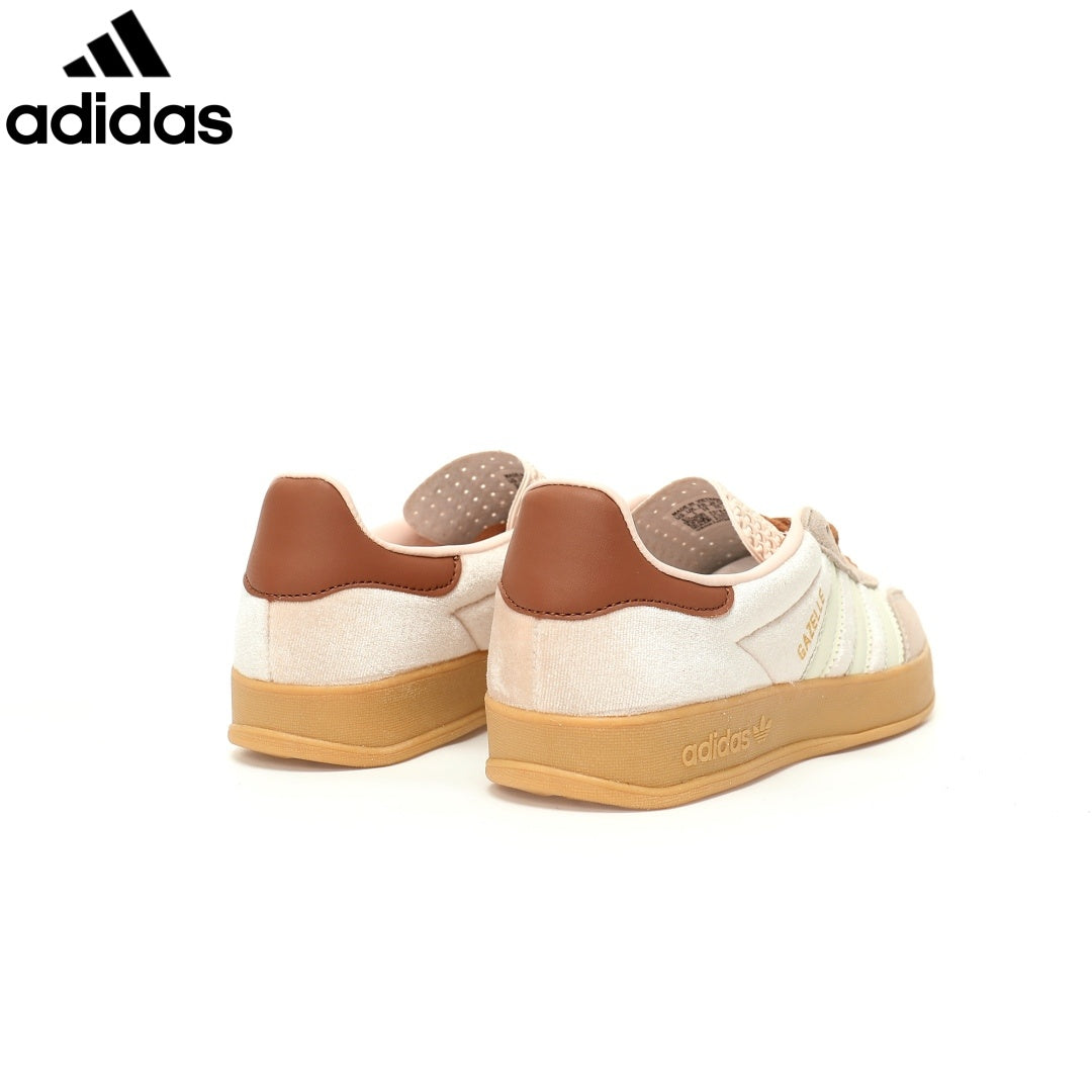 Adidas Gazelle Indoor  women's shoes  men's samba sneakers Beige Brown Velvet Unisex Sneakers