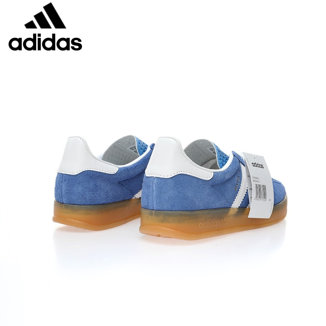 Adidas  samba  women's shoes  men's samba sneakers  Gazelle Indoor Blue White Unisex Sneakers