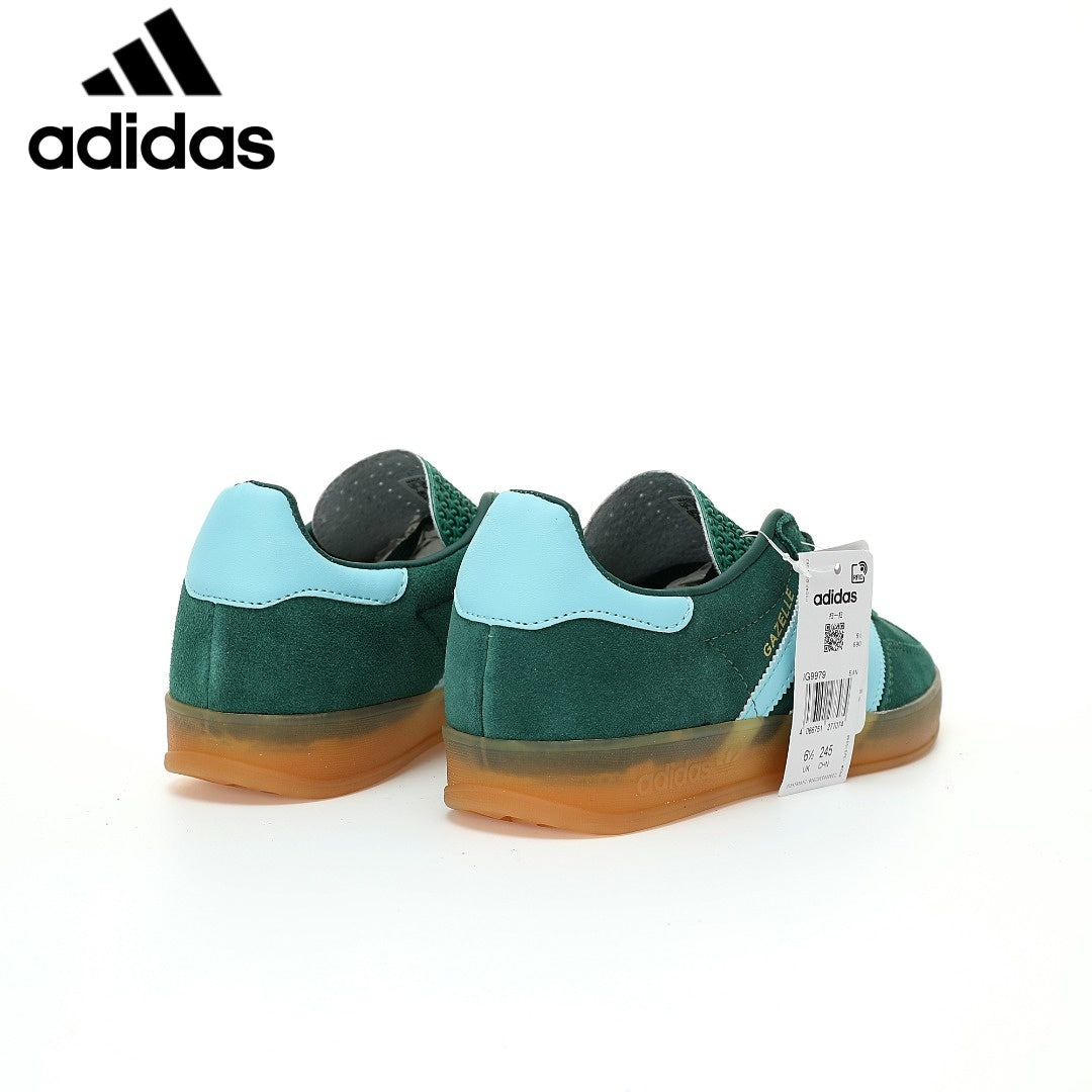 Adidas  samba  women's shoes  men's samba sneakers  Gazelle Indoor Green Light Blue Unisex Sneakers
