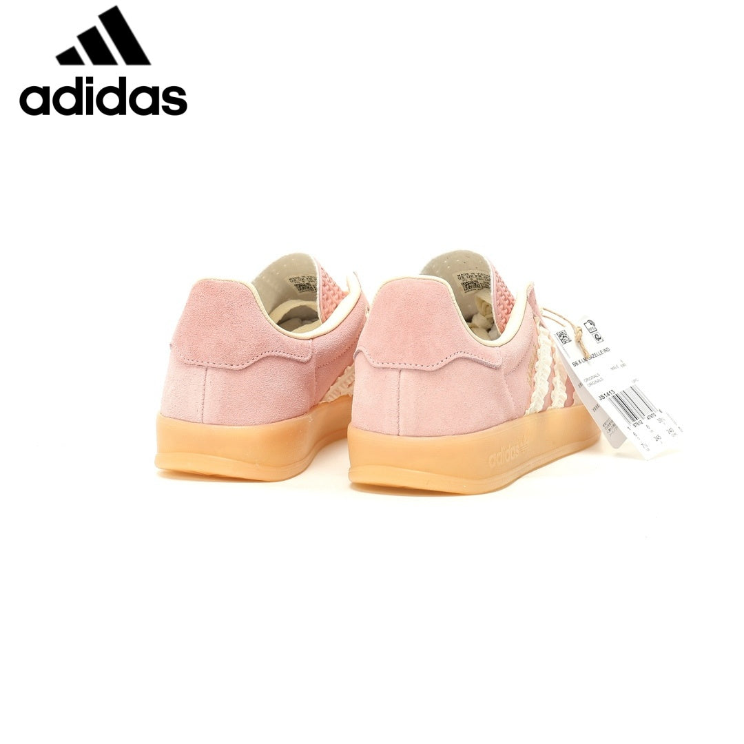 Adidas  samba  women's shoes  men's samba sneakers Gazelle Indoor Light Pink Ruffle Stripe Unisex Sneakers
