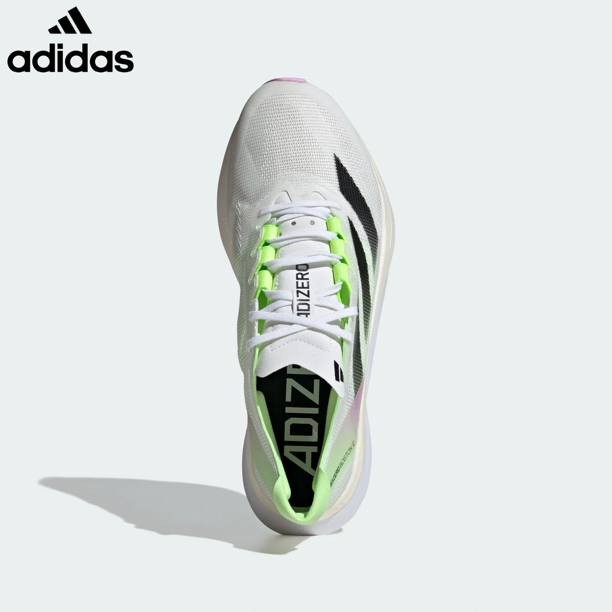 Adidas Adizero Boston 12 White Neon Green Pink Unisex Running Shoes