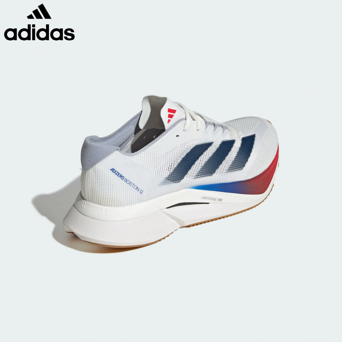 Adidas Adizero Boston 12 White Red Blue Gradient Unisex Running Shoes