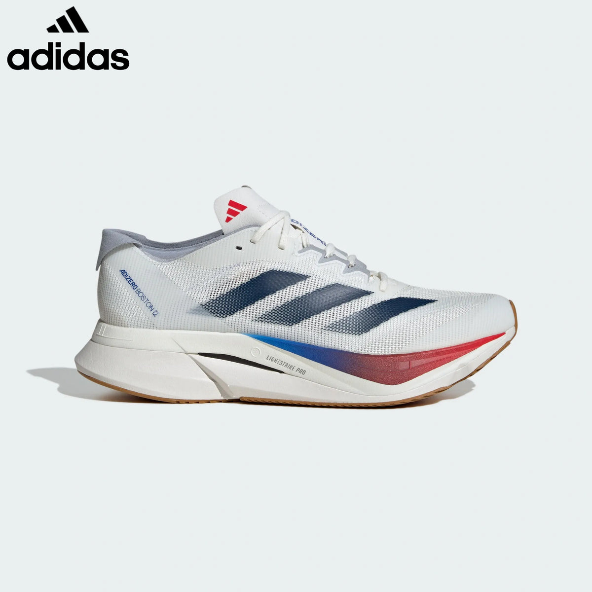Adidas Adizero Boston 12 White Red Blue Gradient Unisex Running Shoes