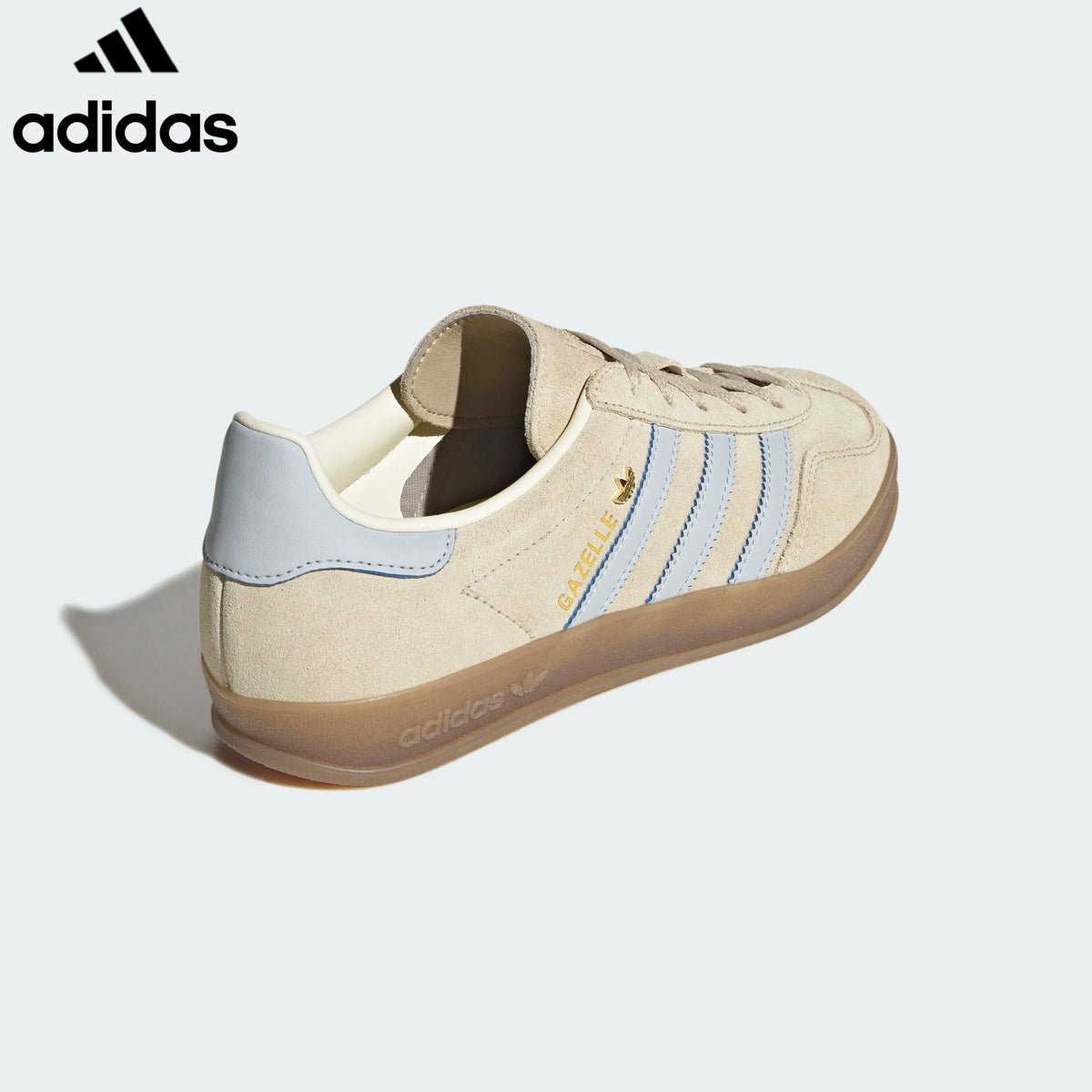Adidas Gazelle Indoor women's shoes  men's samba sneakers  Beige Light Blue Suede Unisex Sneakers