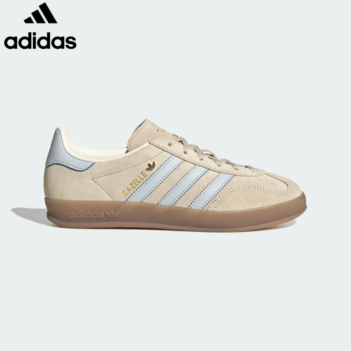 Adidas Gazelle Indoor women's shoes  men's samba sneakers  Beige Light Blue Suede Unisex Sneakers