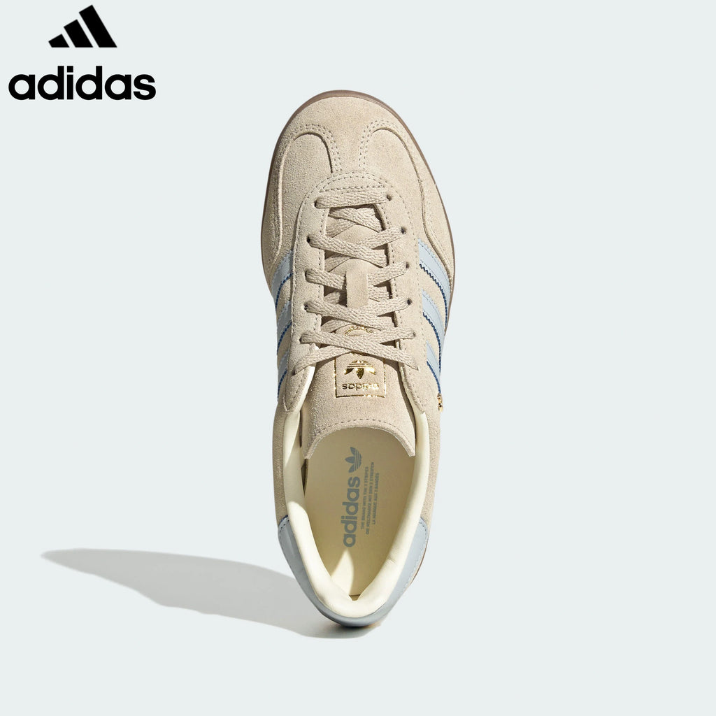 Adidas Gazelle Indoor women's shoes  men's samba sneakers  Beige Light Blue Suede Unisex Sneakers