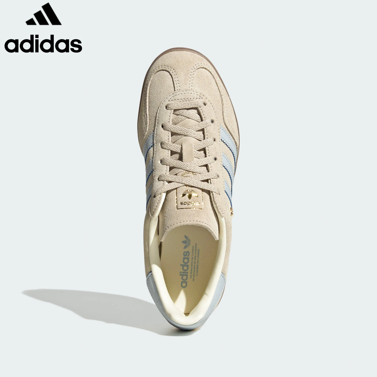 Adidas Gazelle Indoor women's shoes  men's samba sneakers  Beige Light Blue Suede Unisex Sneakers