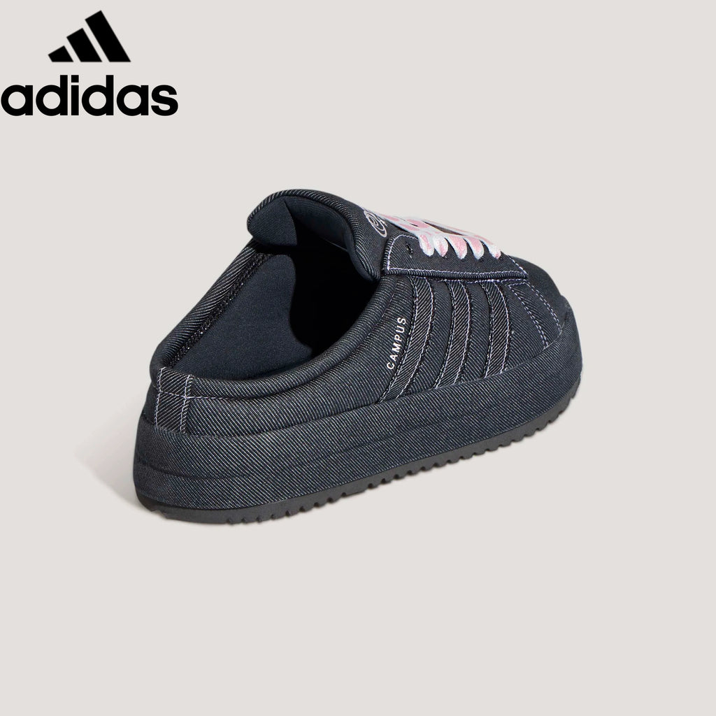 Adidas Campus Mule Black Denim Embroidered Unisex Sneakers