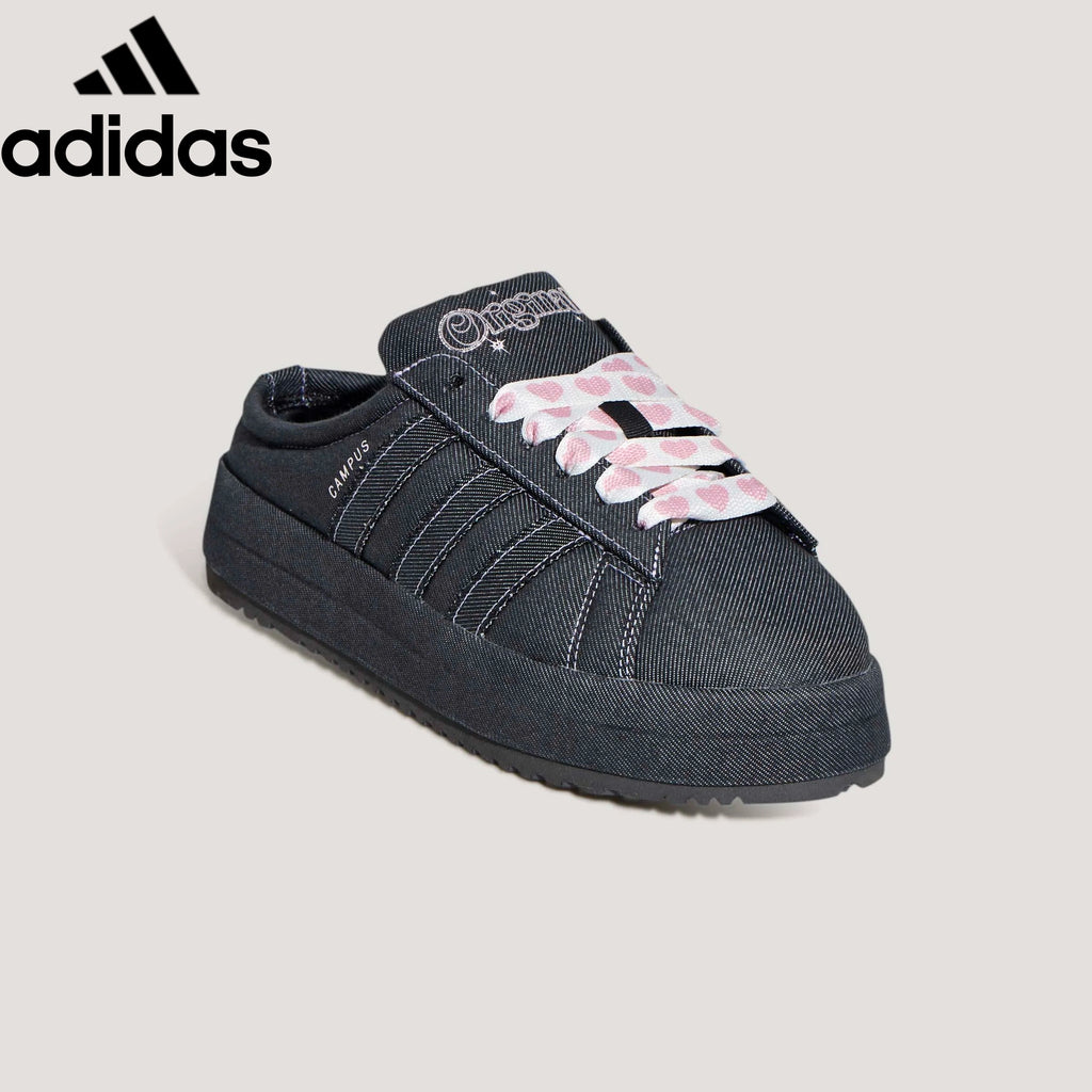 Adidas Campus Mule Black Denim Embroidered Unisex Sneakers