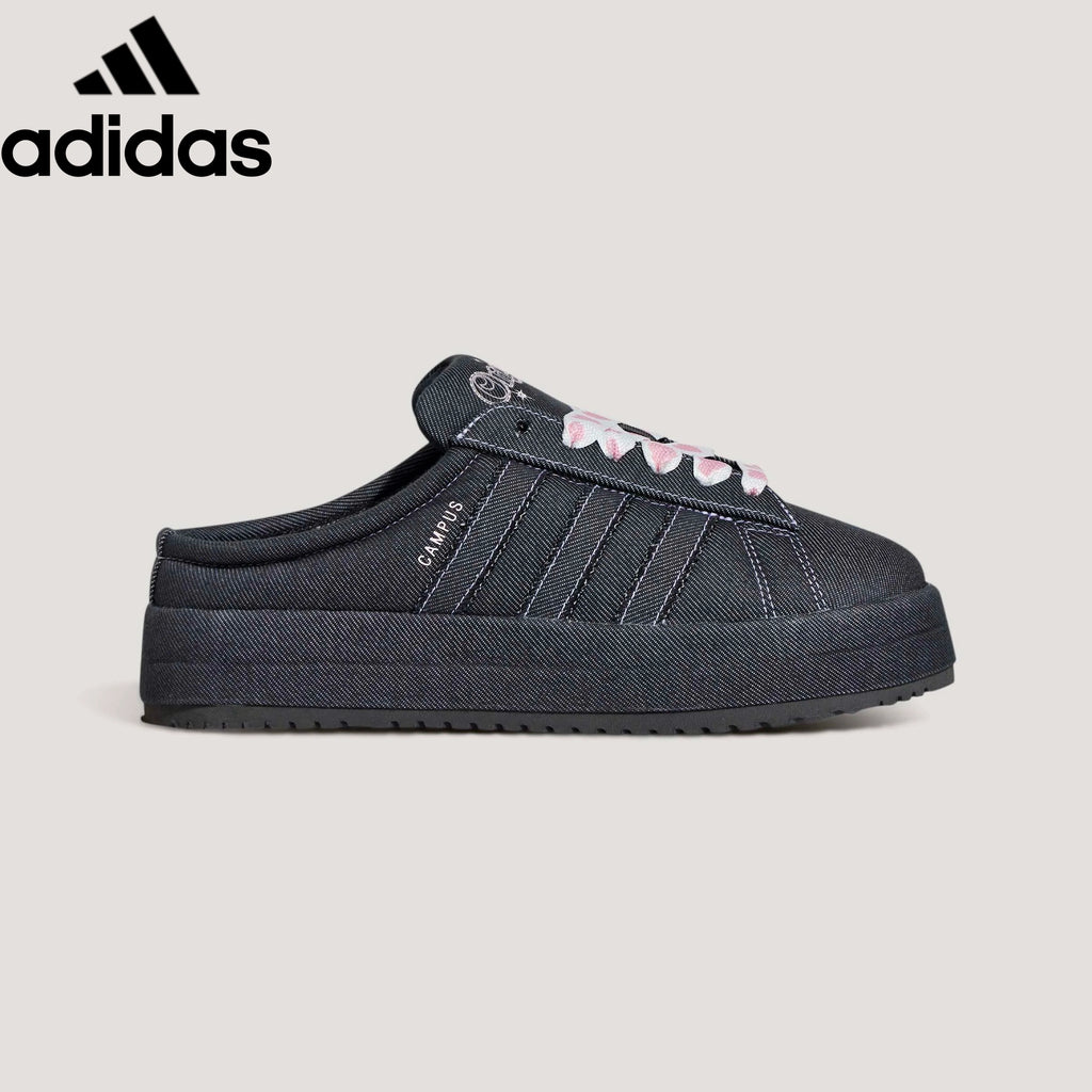 Adidas Campus Mule Black Denim Embroidered Unisex Sneakers