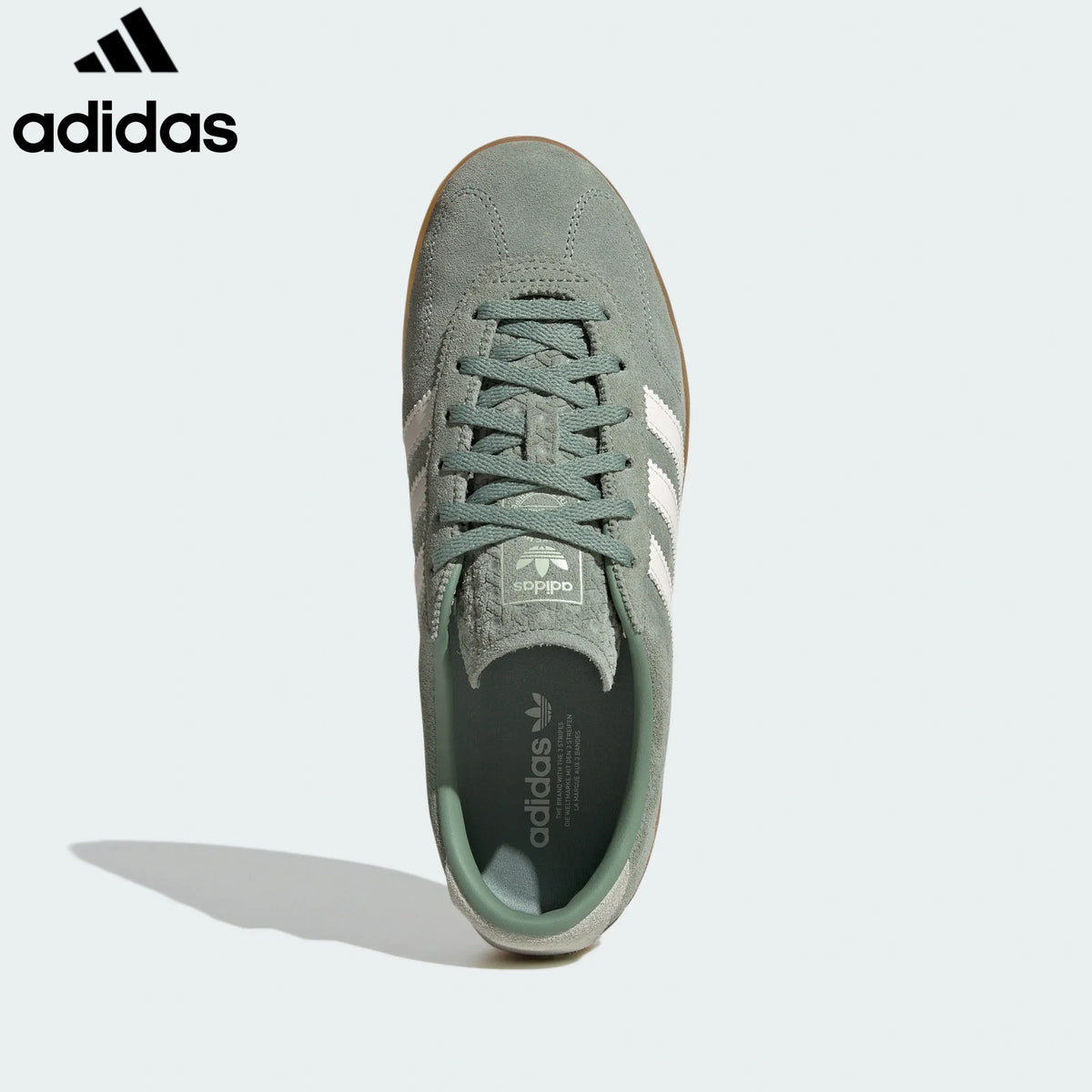 Adidas Gazelle Indoor women's shoes  men's samba sneakers Sage Green White Suede Unisex Sneakers