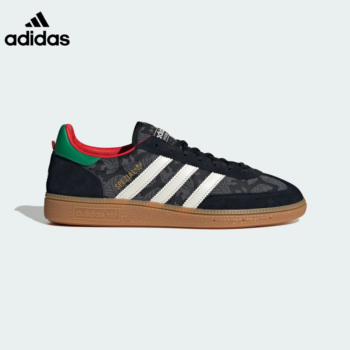 adidas Handball Spezial Black Floral Green Red Gum Sole Sneakers