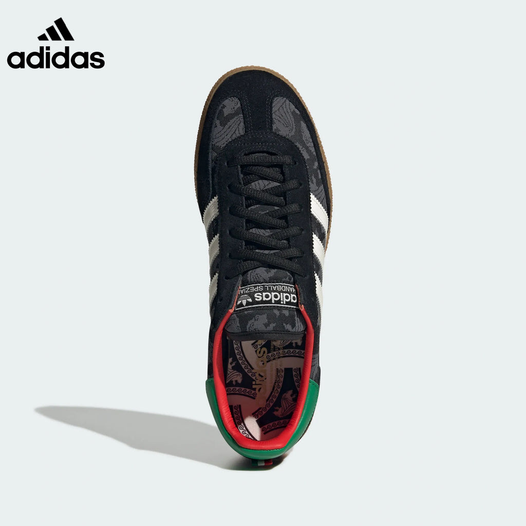 adidas Handball Spezial Black Floral Green Red Gum Sole Sneakers