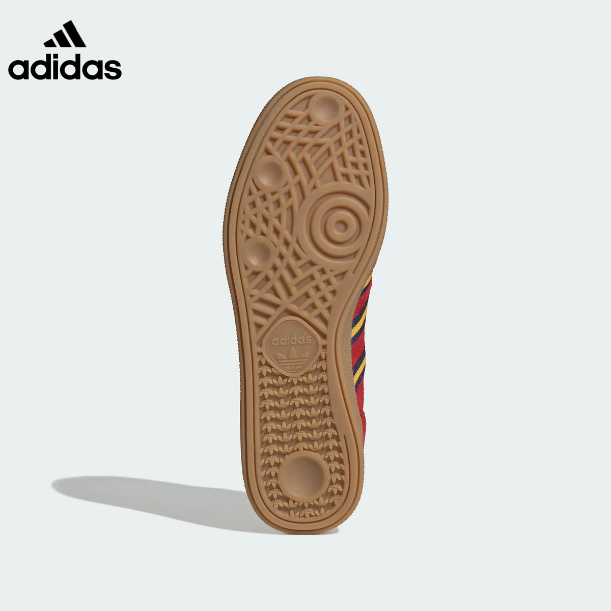 adidas Handball Spezial Red Navy Yellow Stripe Gum Sole Sneakers
