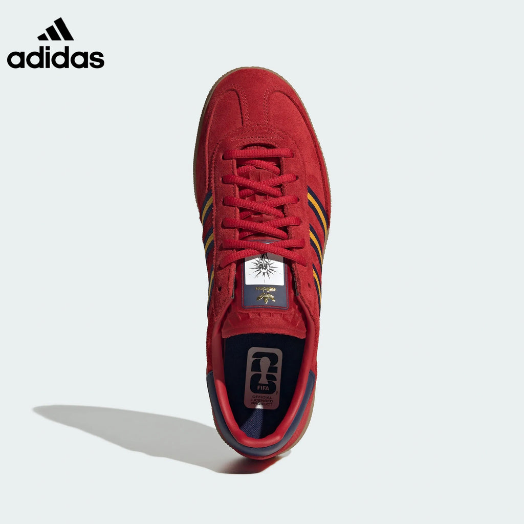 adidas Handball Spezial Red Navy Yellow Stripe Gum Sole Sneakers