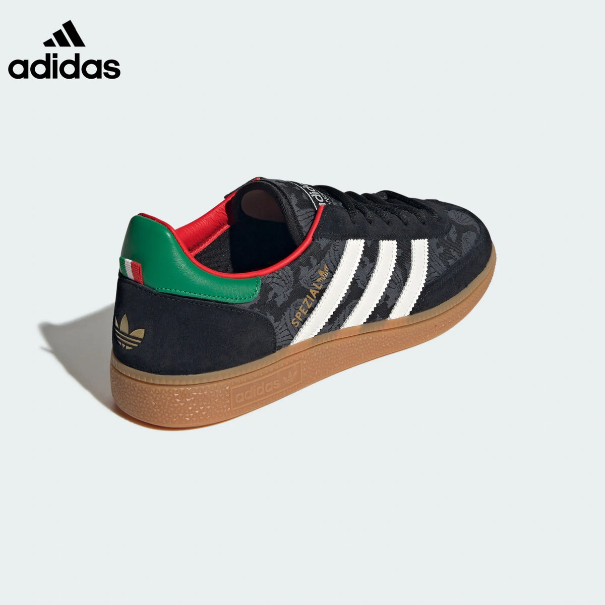 adidas Handball Spezial Black Floral Green Red Gum Sole Sneakers