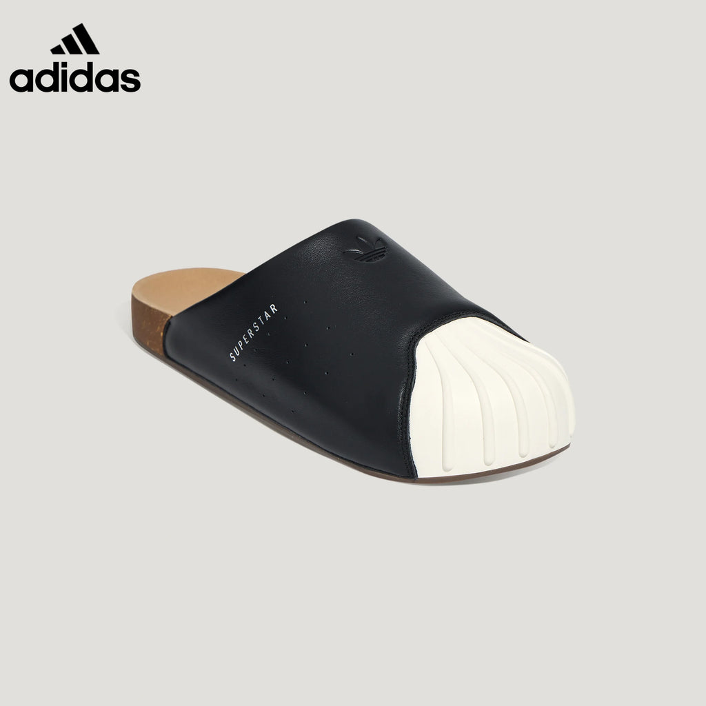 adidas Superstar Black Leather Mule Slip-On Shoes