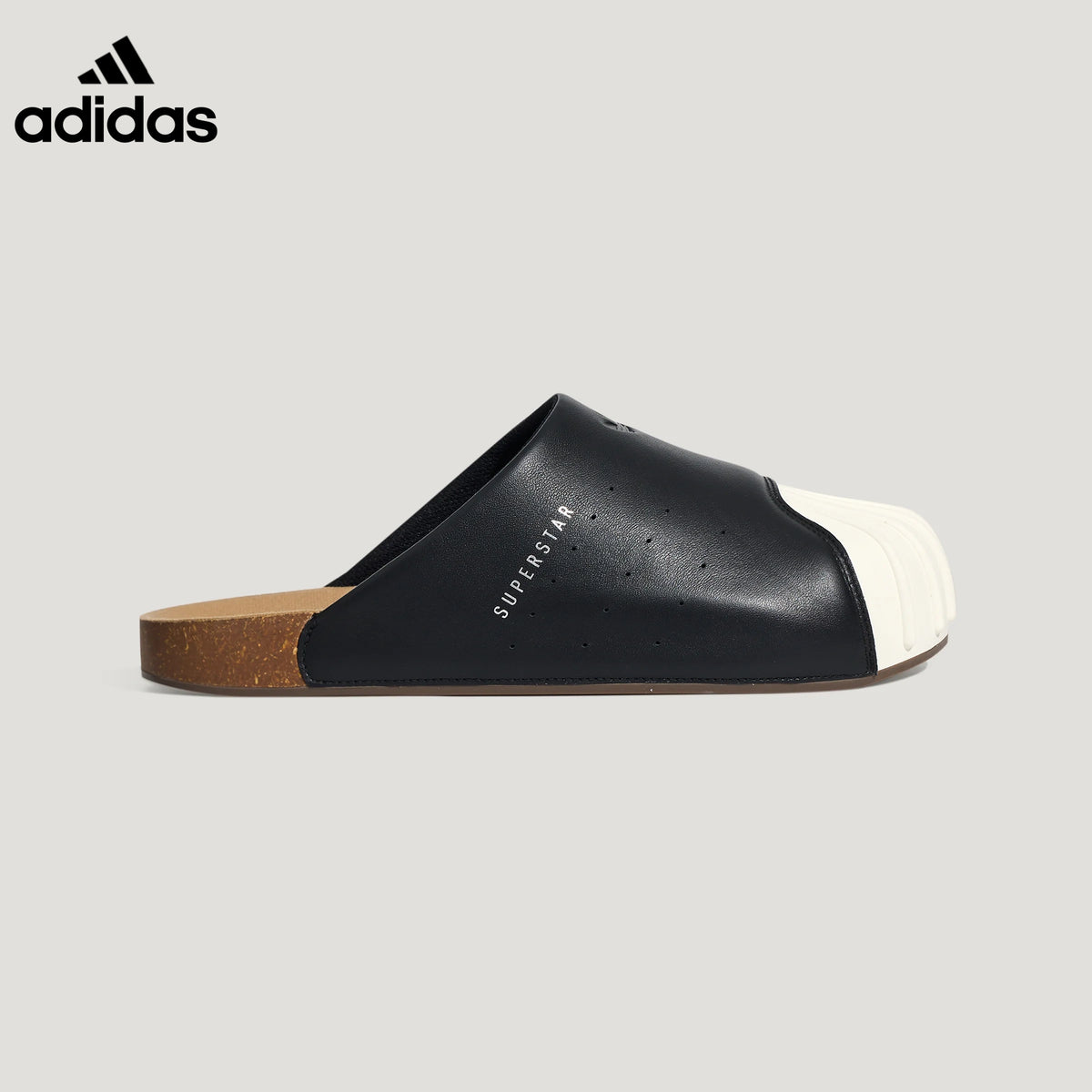 adidas Superstar Black Leather Mule Slip-On Shoes