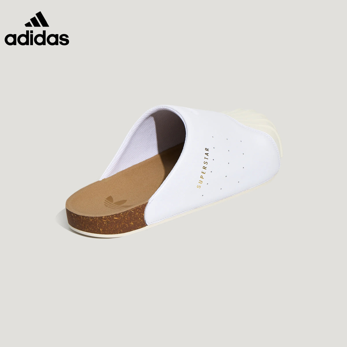 adidas Superstar White Leather Mule Slip-On Shoes