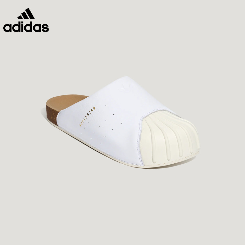 adidas Superstar White Leather Mule Slip-On Shoes