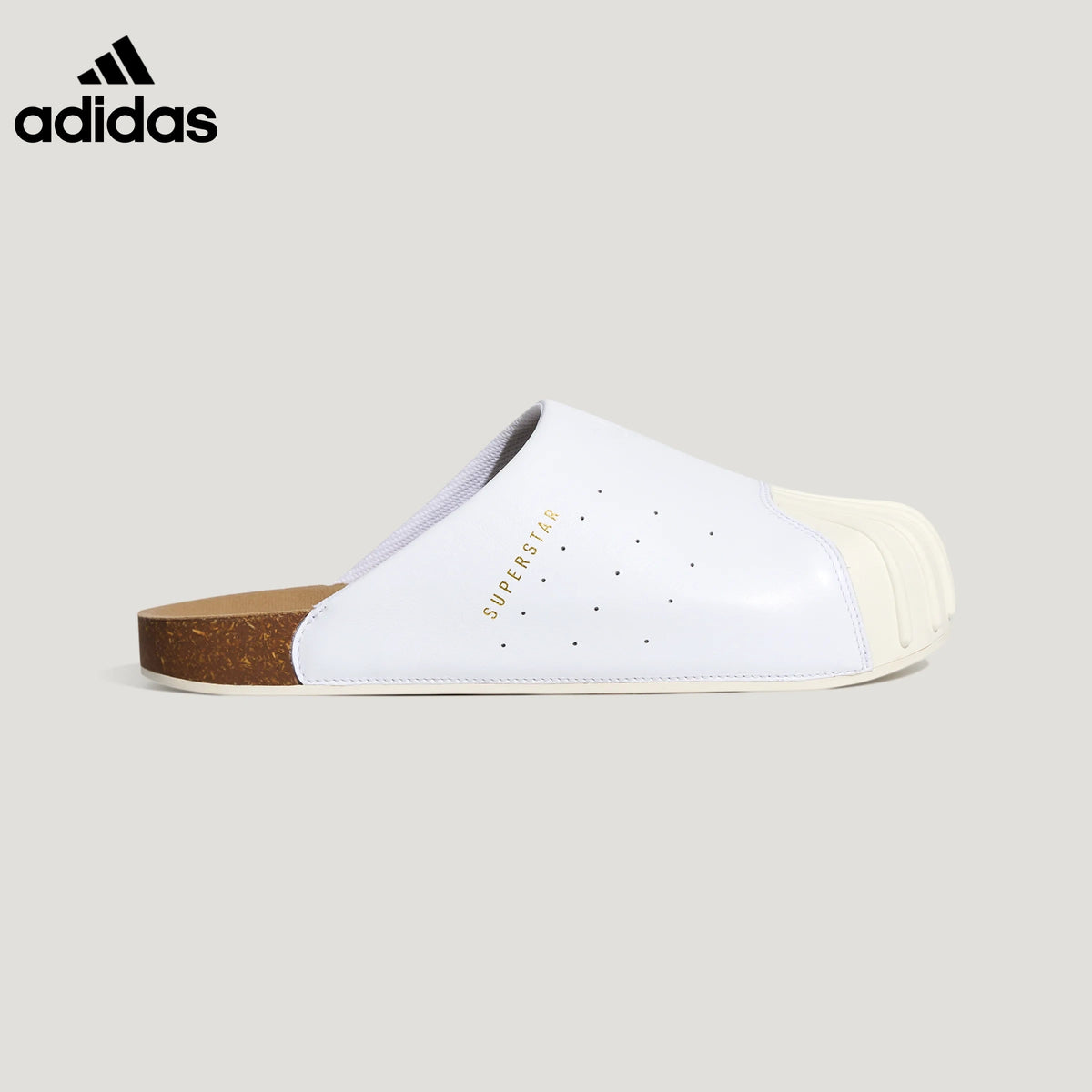 adidas Superstar White Leather Mule Slip-On Shoes