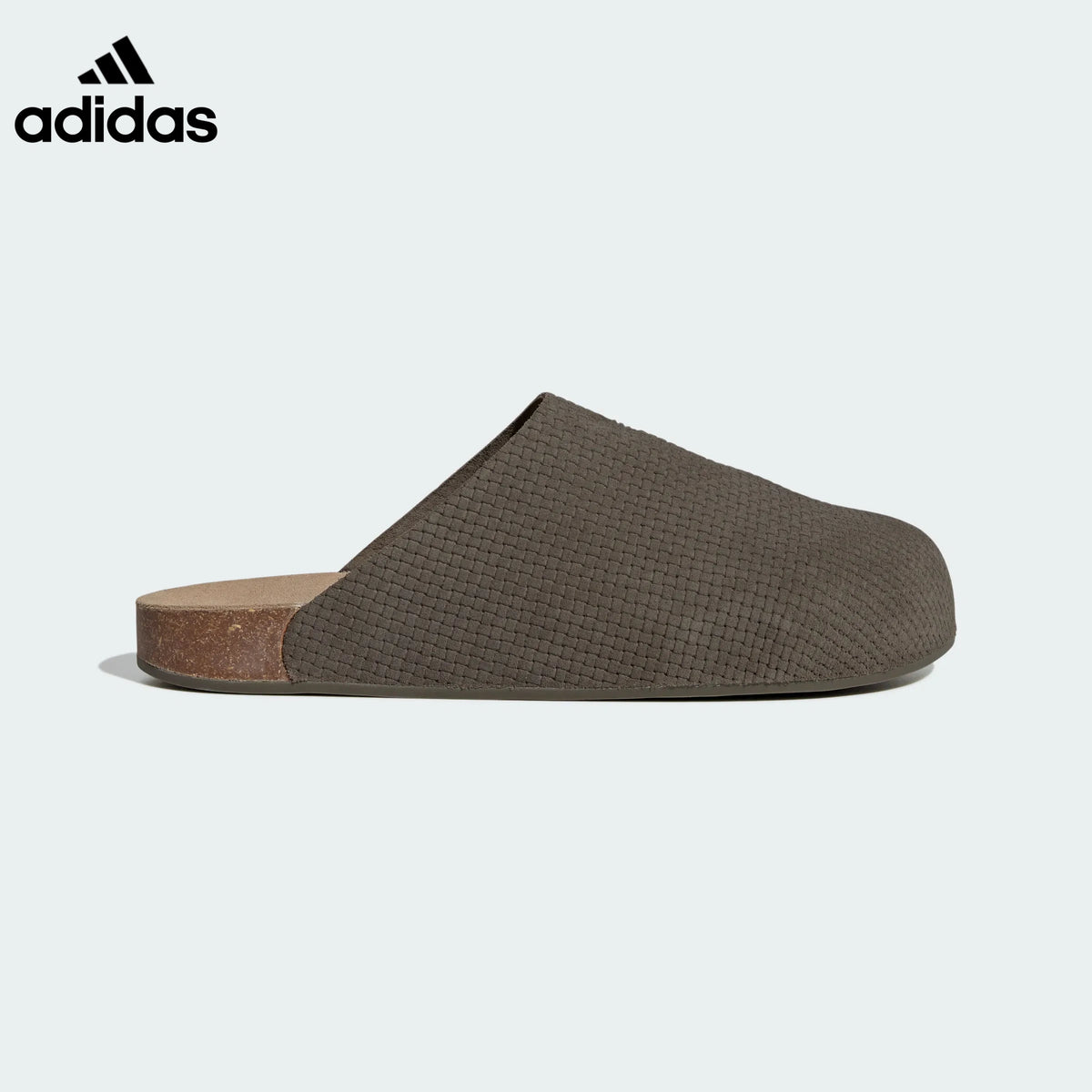 adidas Dark Taupe Waffle-Textured Mule Slip-On Shoes
