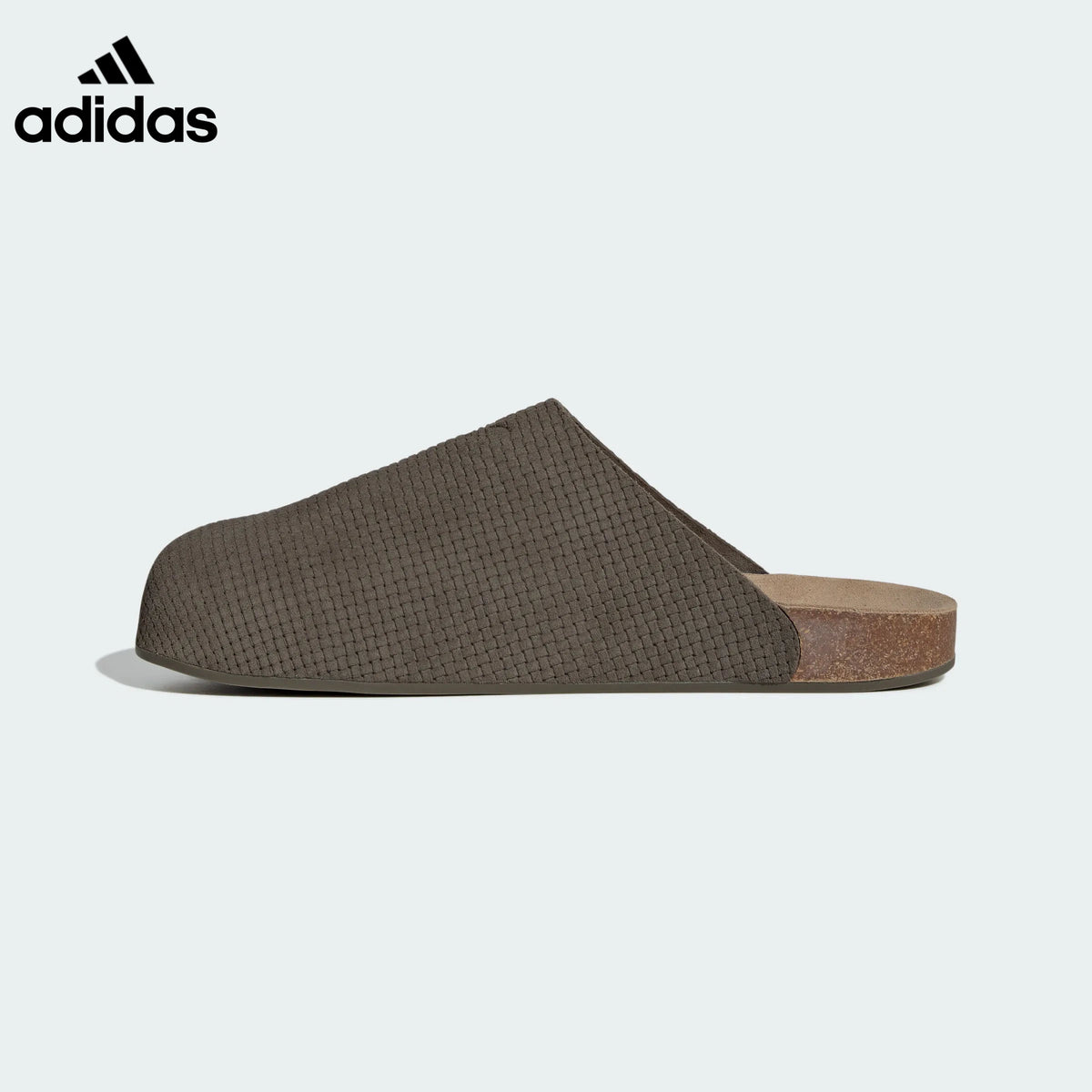 adidas Dark Taupe Waffle-Textured Mule Slip-On Shoes