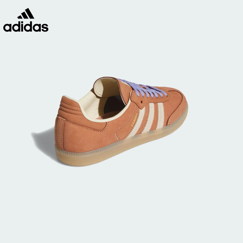 adidas Samba OG Sneakers – Rust Orange with Light Purple Laces