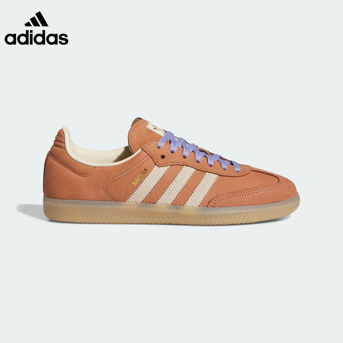 adidas Samba OG Sneakers – Rust Orange with Light Purple Laces