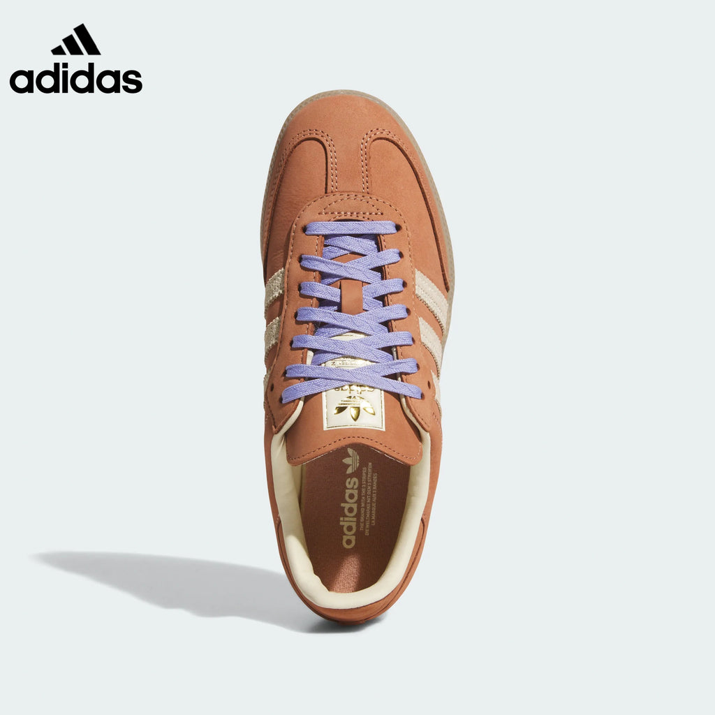 adidas Samba OG Sneakers – Rust Orange with Light Purple Laces