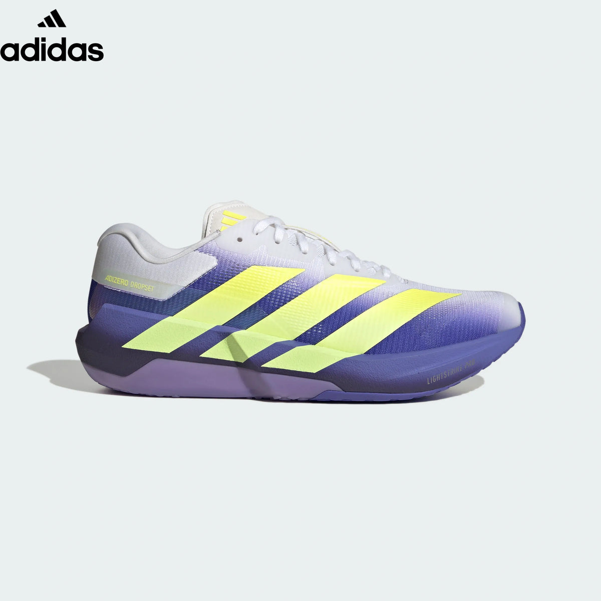 adidas Adizero Dropset White Purple Yellow Running Shoes