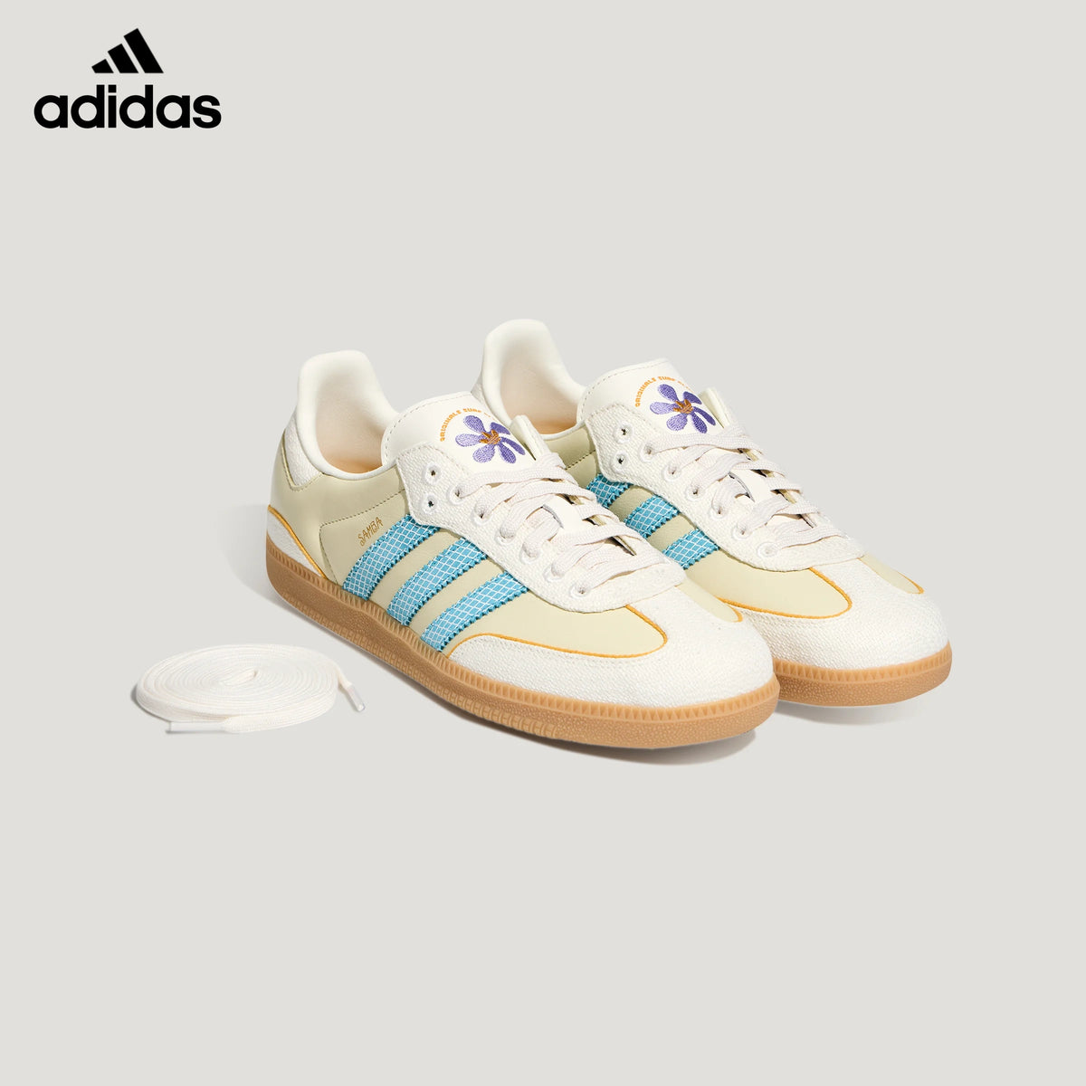 adidas samba  women's shoes  men's samba sneakers Cream Light Blue Gum Sneakers