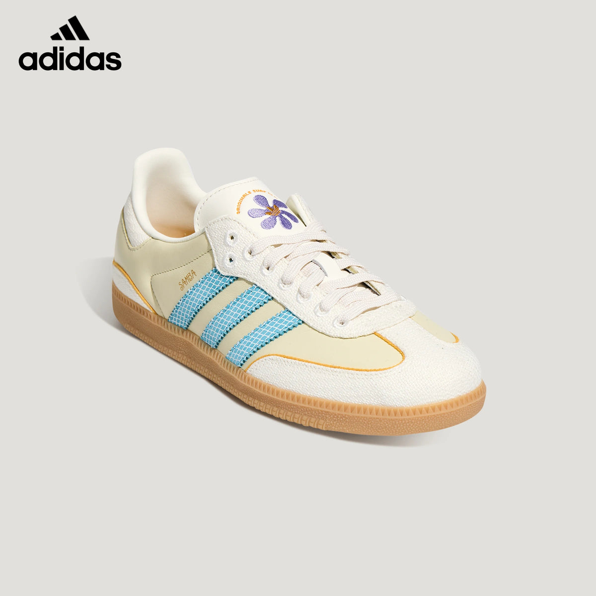 adidas samba  women's shoes  men's samba sneakers Cream Light Blue Gum Sneakers