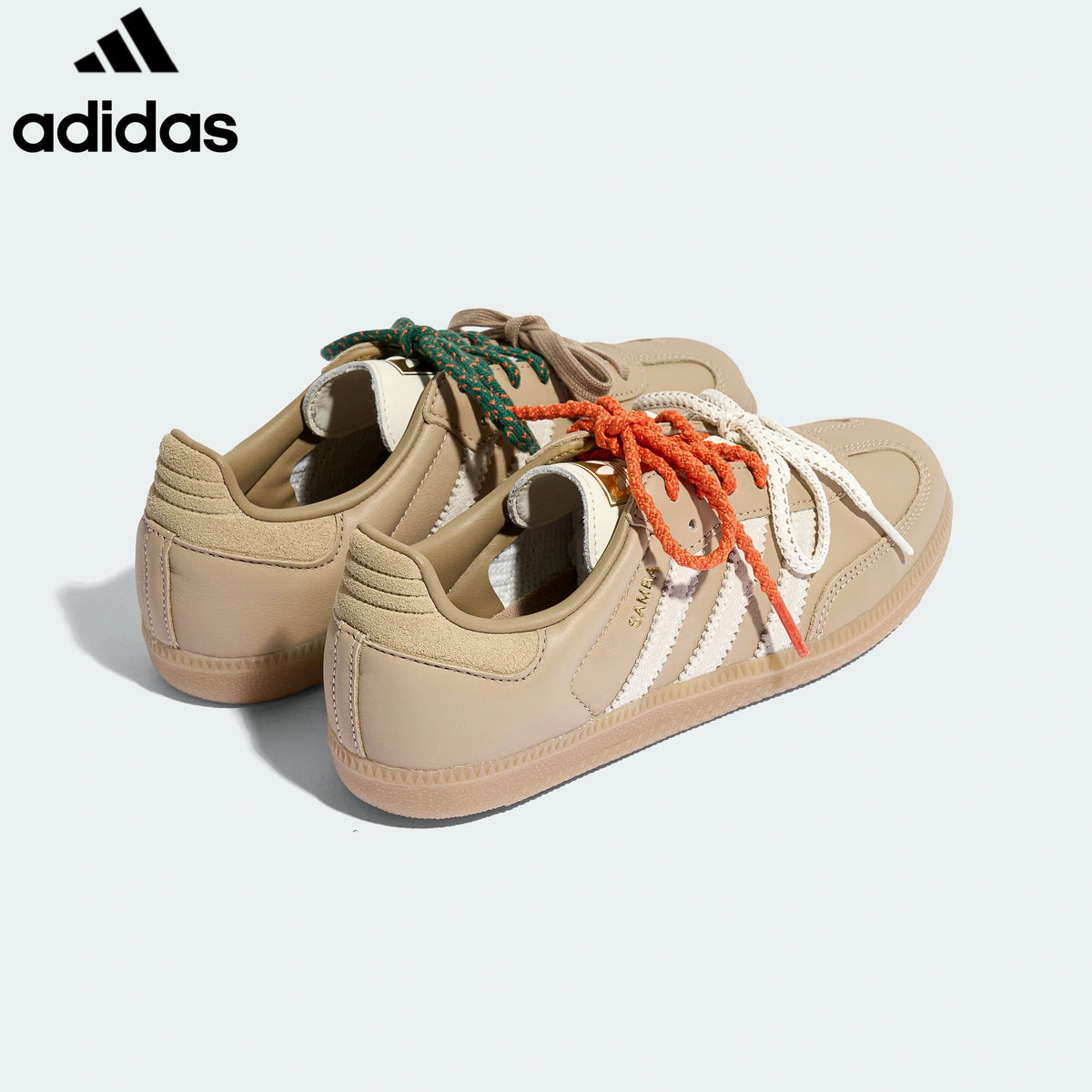 Adidas  samba  women's shoes  men's samba sneakers  Beige Double Lace Unisex Sneakers