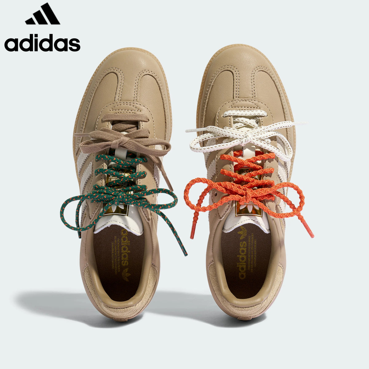 Adidas  samba  women's shoes  men's samba sneakers  Beige Double Lace Unisex Sneakers