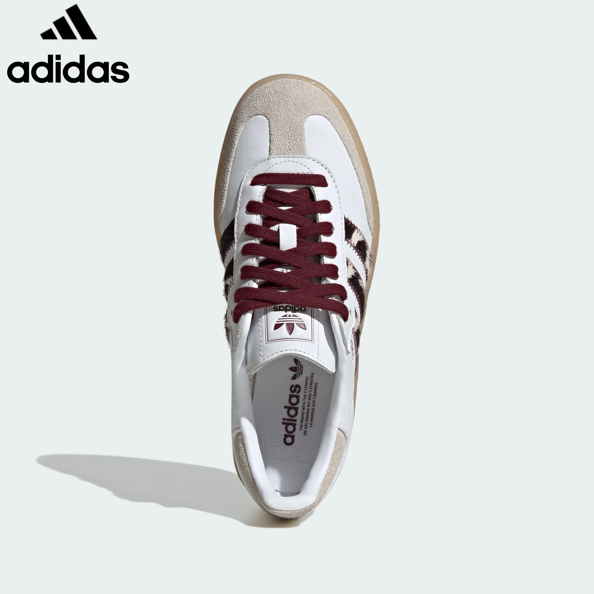 Adidas  samba  women's shoes  men's samba sneakers  Sambae White Leopard Stripe Unisex Sneakers