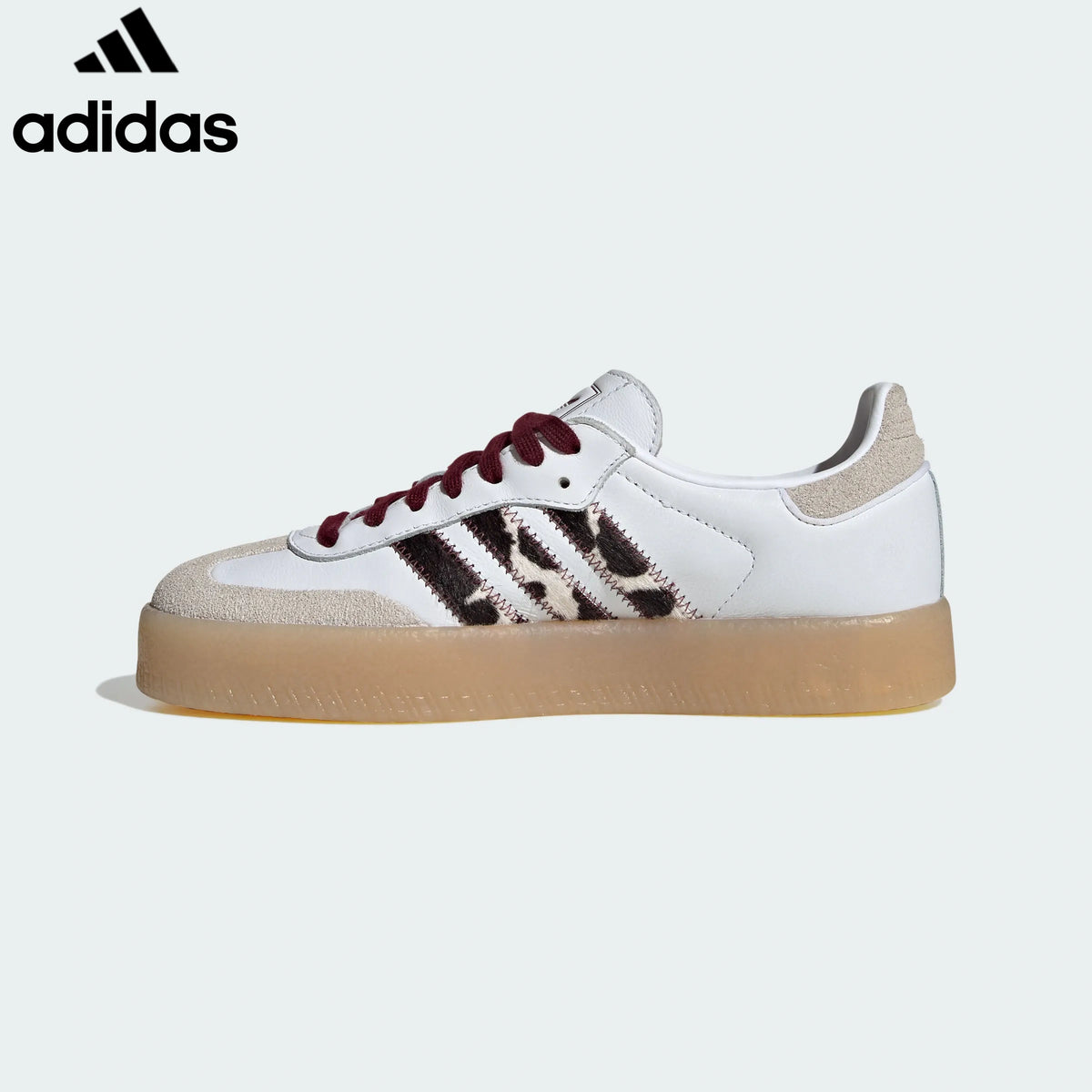 Adidas  samba  women's shoes  men's samba sneakers  Sambae White Leopard Stripe Unisex Sneakers
