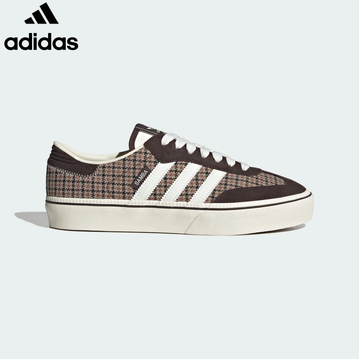 Adidas  samba  women's shoes  men's samba sneakers  Brown Plaid White Unisex Sneakers