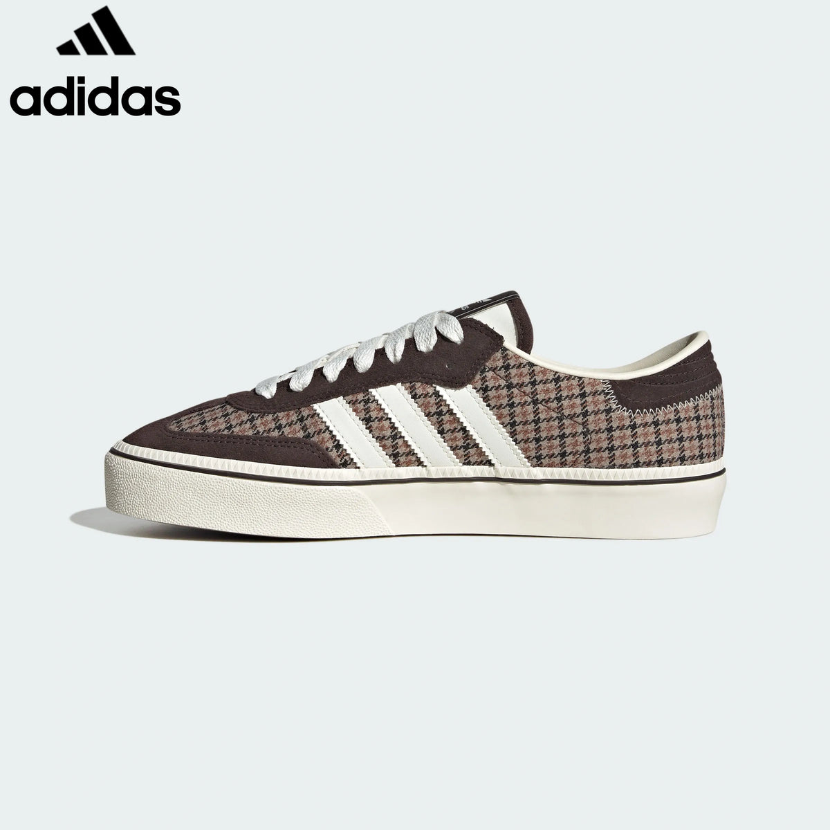 Adidas  samba  women's shoes  men's samba sneakers  Brown Plaid White Unisex Sneakers