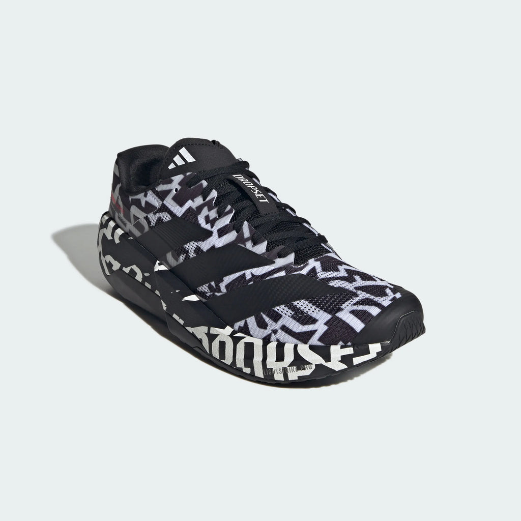 adidas Adizero Dropset Graffiti-Print Sneakers – Black and White