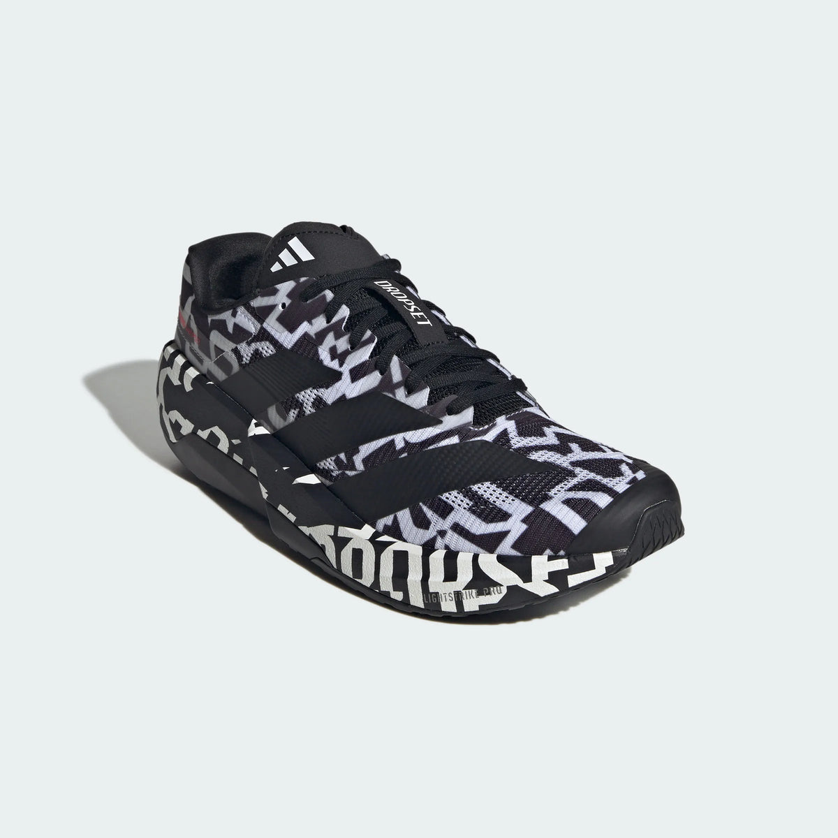 adidas Adizero Dropset Graffiti-Print Sneakers – Black and White
