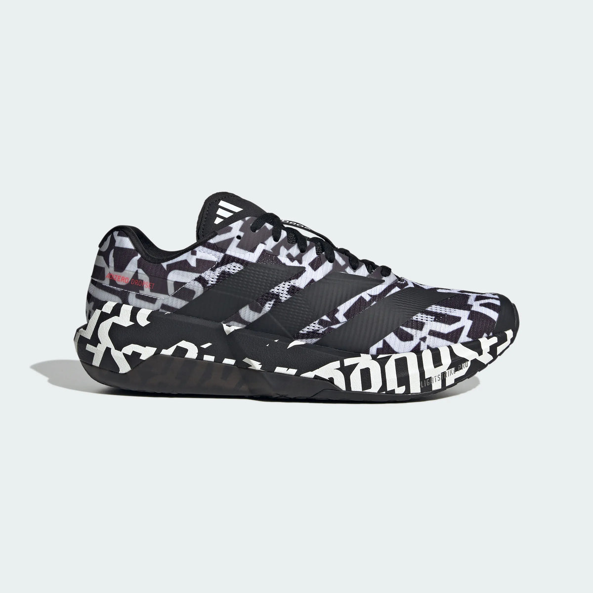 adidas Adizero Dropset Graffiti-Print Sneakers – Black and White