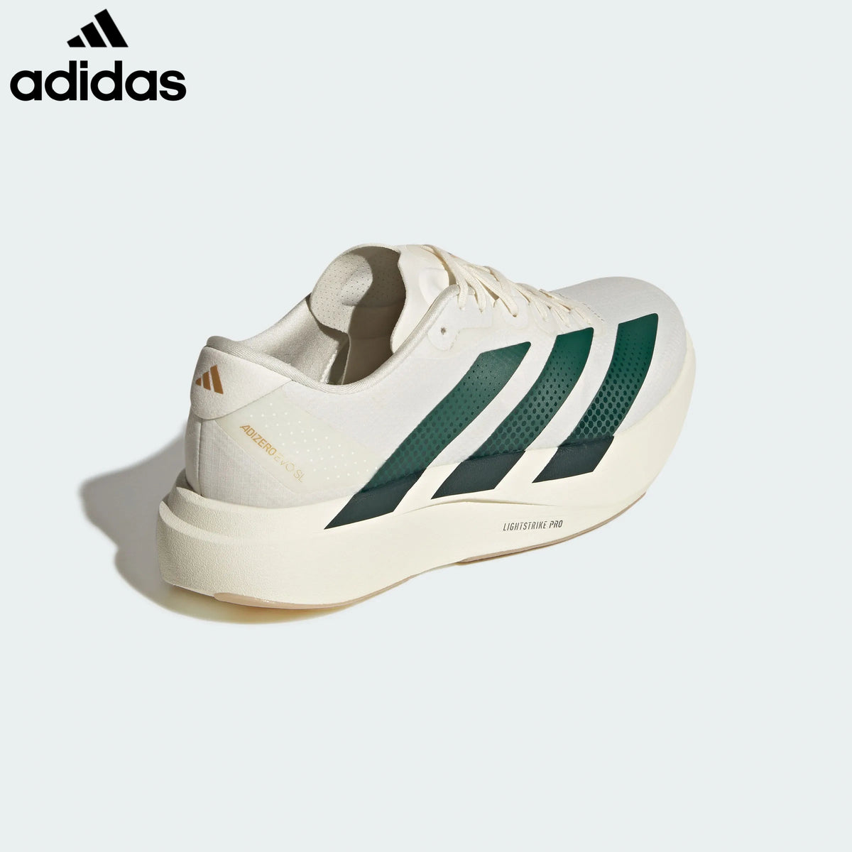 Adidas Adizero Evo SL Off White Dark Green Unisex Running Shoes