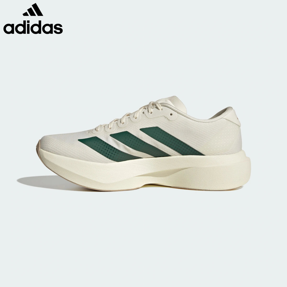 Adidas Adizero Evo SL Off White Dark Green Unisex Running Shoes