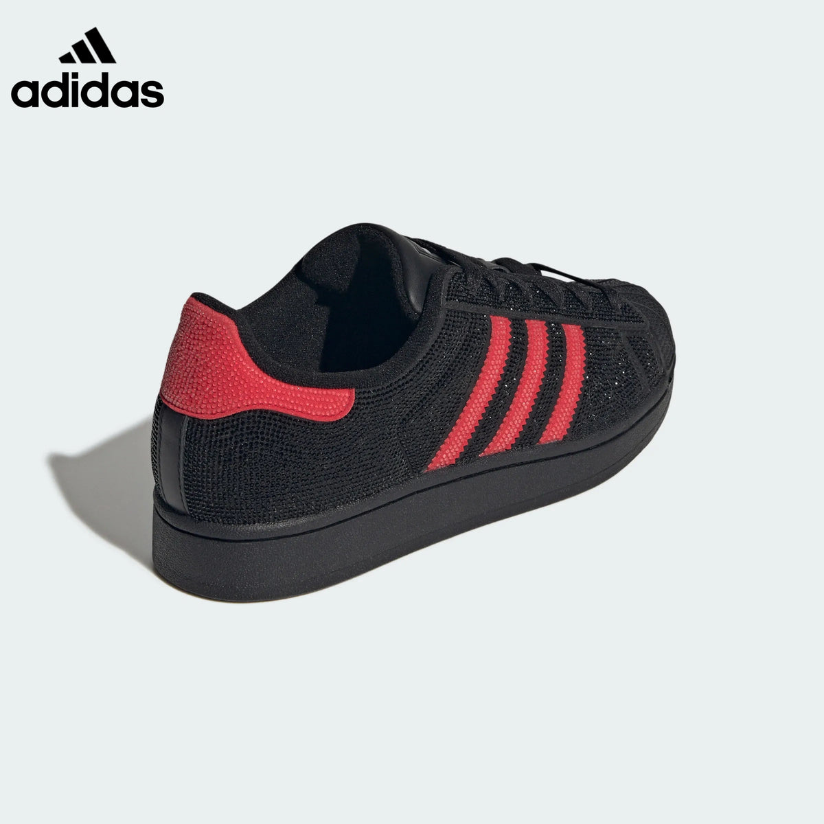 adidas Superstar Black Red Rhinestone Sneakers