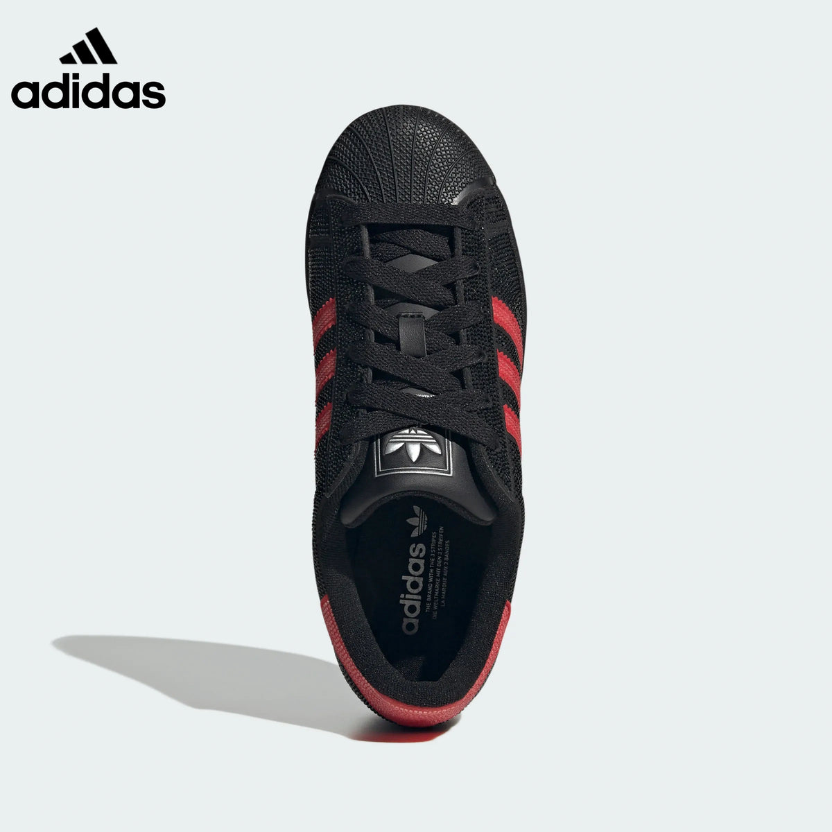 adidas Superstar Black Red Rhinestone Sneakers